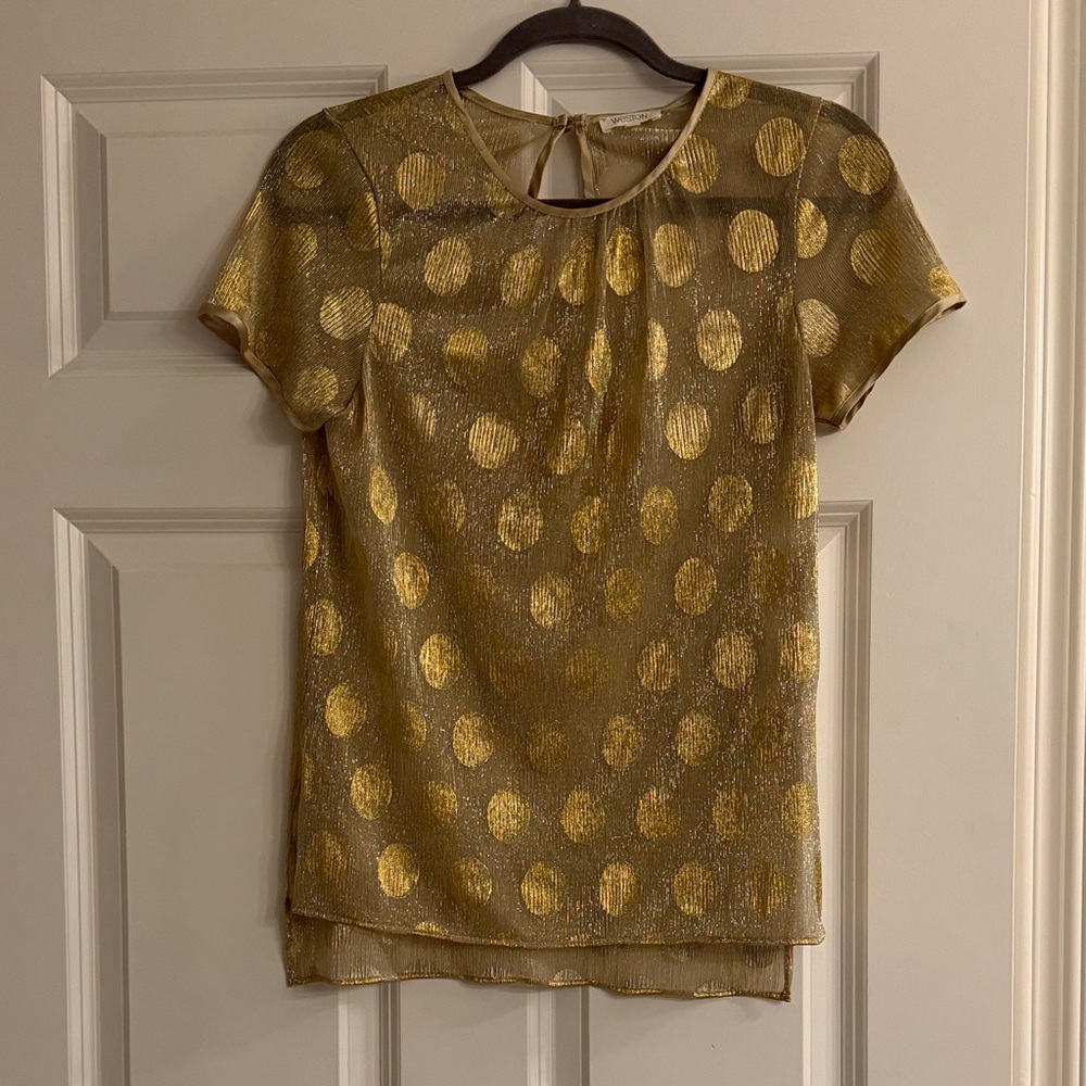 Gold Polka Dot Short Sleeve Women's Top